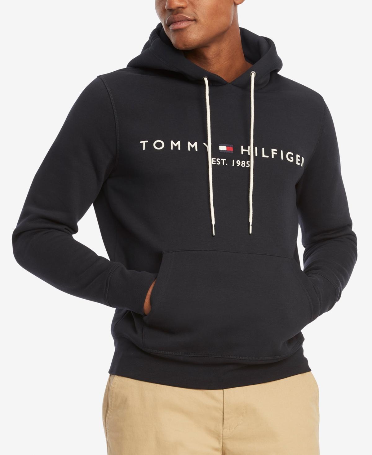 Mens Tommy Hilfiger Embroidered Logo Hoodie Cloud Grey Product Image