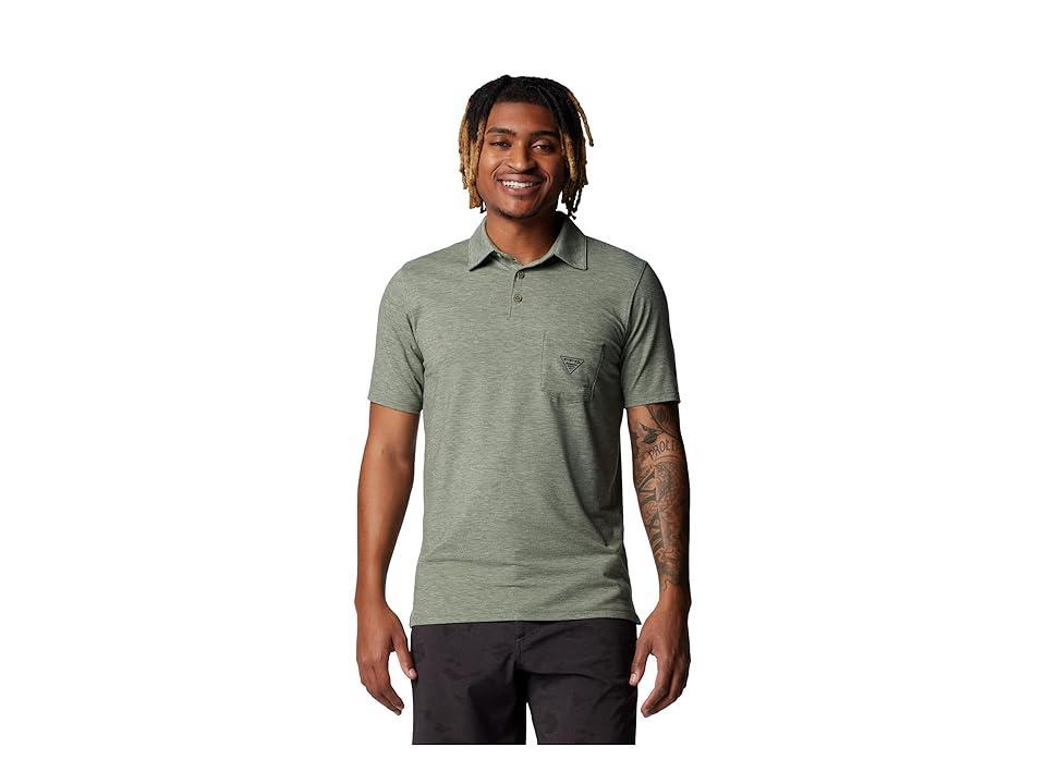 Columbia PFG Uncharted Polo (Cypress Heather) Men's Clothing Product Image