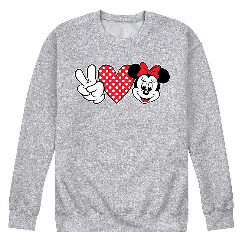 Disneys Minnie Mouse Mens Peace Love Minnie Fleece Sweatshirt Product Image