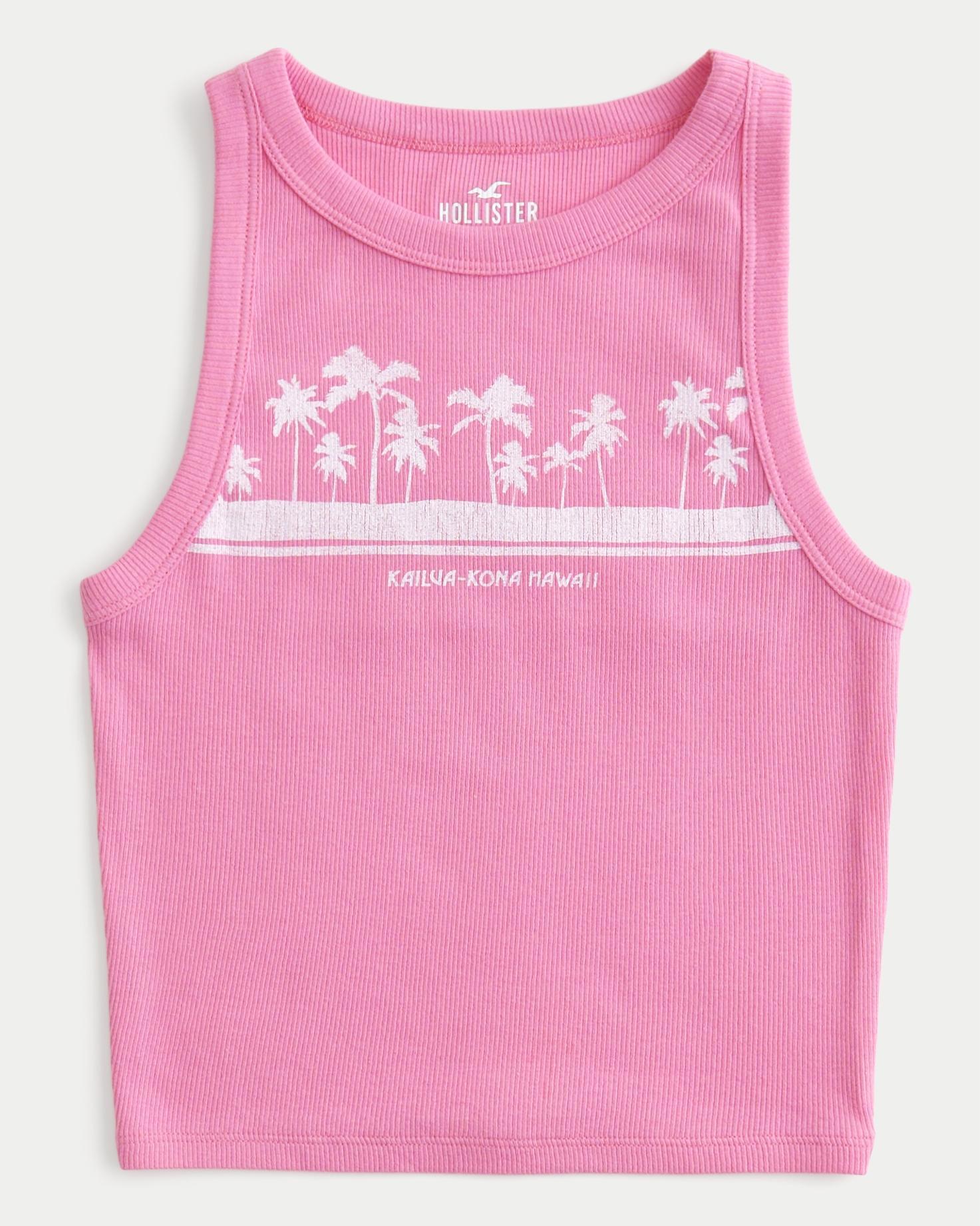 Ribbed Kailua-Kona Hawaii Graphic High-Neck Tank Product Image