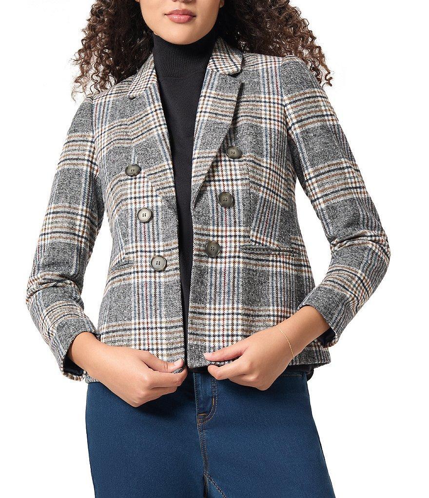 Jones New York Classic Plaid Faux Double Breasted Brushed Jacket Product Image