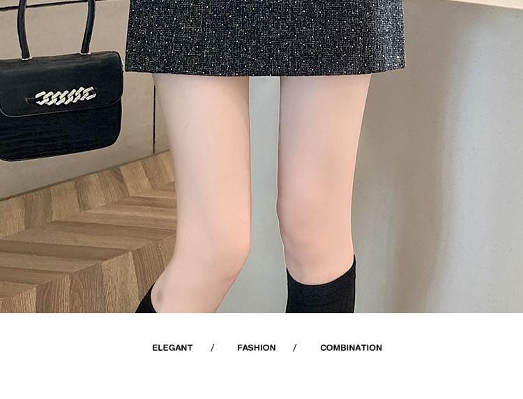 High Waist Tweed Mini A-Line Skirt Product Image