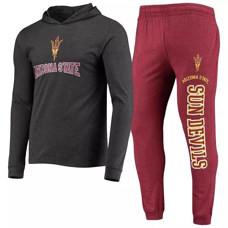 Mens Concepts Sport Maroon/Charcoal Arizona State Sun Devils Meter Long Sleeve Hoodie T-Shirt & Jogger Pants Sleep Set Red Product Image