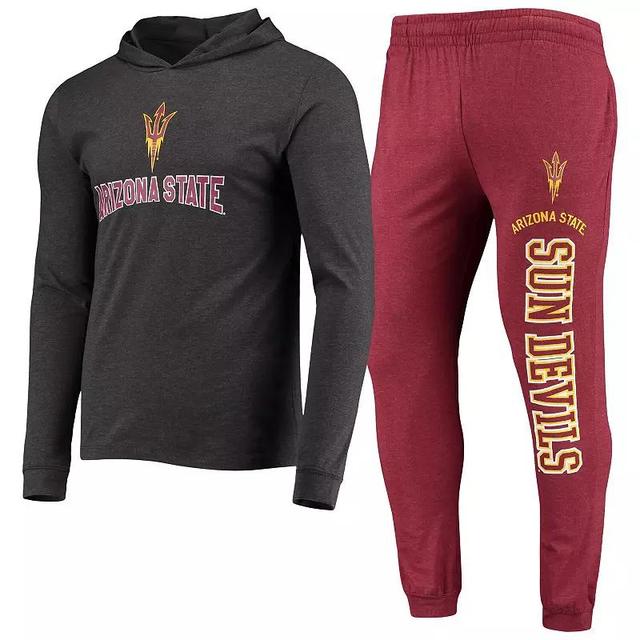 Mens Concepts Sport Maroon/Charcoal Arizona State Sun Devils Meter Long Sleeve Hoodie T-Shirt & Jogger Pants Sleep Set Product Image