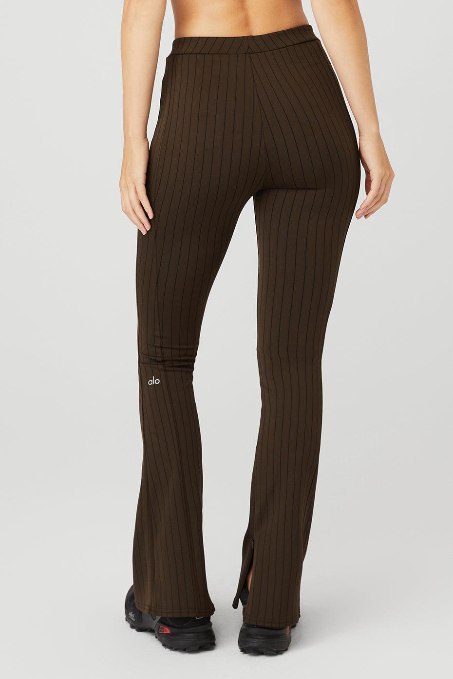 Alo Yoga | High-Waist Pinstripe Zip It Flare Legging Brown Product Image