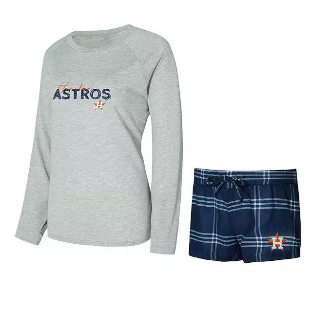 Womens Concepts Sport Houston Astros Petition Long Sleeve Top and Short Set Blue Product Image