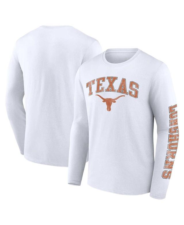 Mens Fanatics White Texas Longhorns Distressed Arch Over Logo Long Sleeve T-shirt Product Image