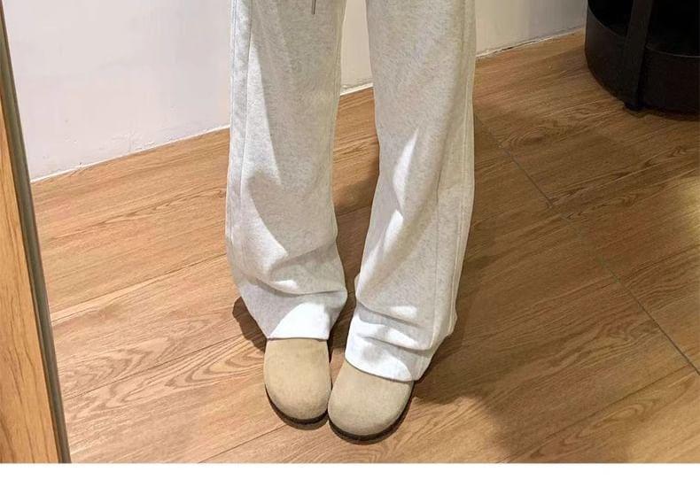 Drawstring Waist Plain Wide Leg Sweatpants Product Image