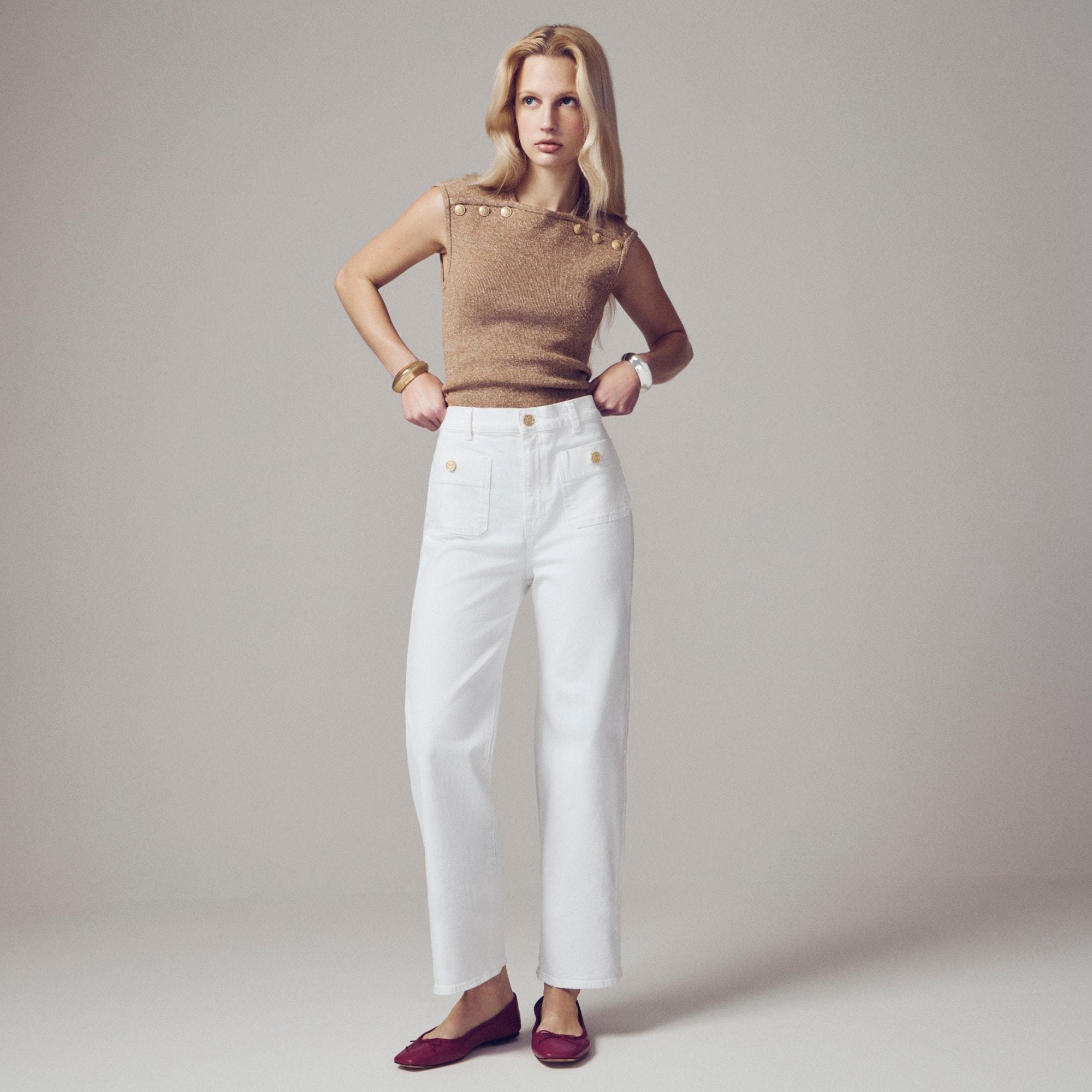 Sailor slim wide-leg jean in white Product Image