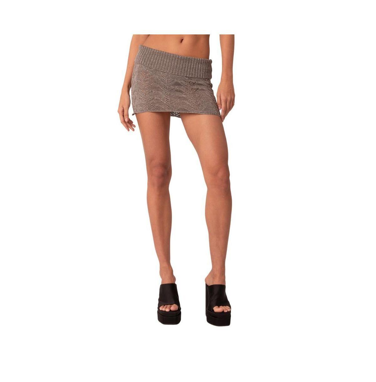 EDIKTED Macie Foldover Knit Miniskirt Product Image