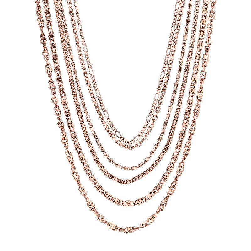 1928 Copper Tone Multi-Strand Necklace, Womens, Brown Product Image