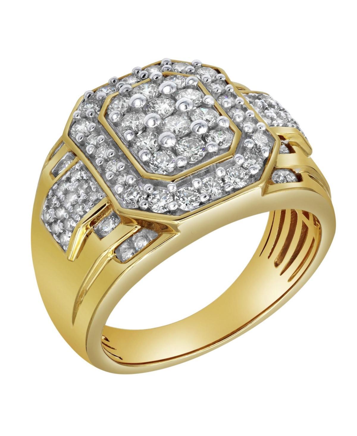 LuvMyJewelry Hexonic Premium Natural Certified Diamond 1.50 cttw Round Cut 14k Yellow Gold Statement Ring for Men Product Image