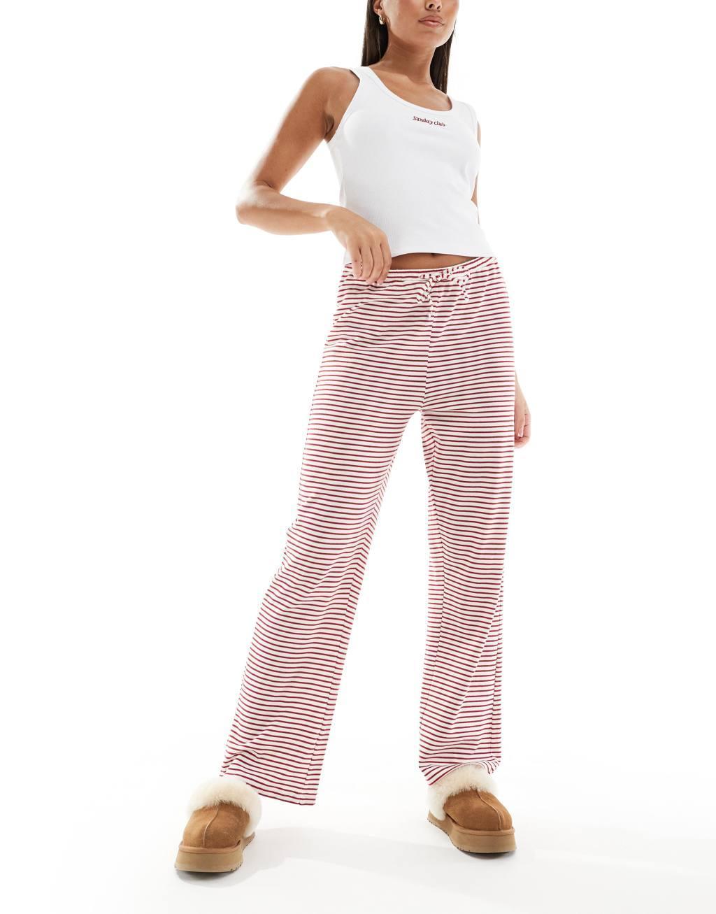 4th & Reckless Mabel striped jersey pants in red Product Image