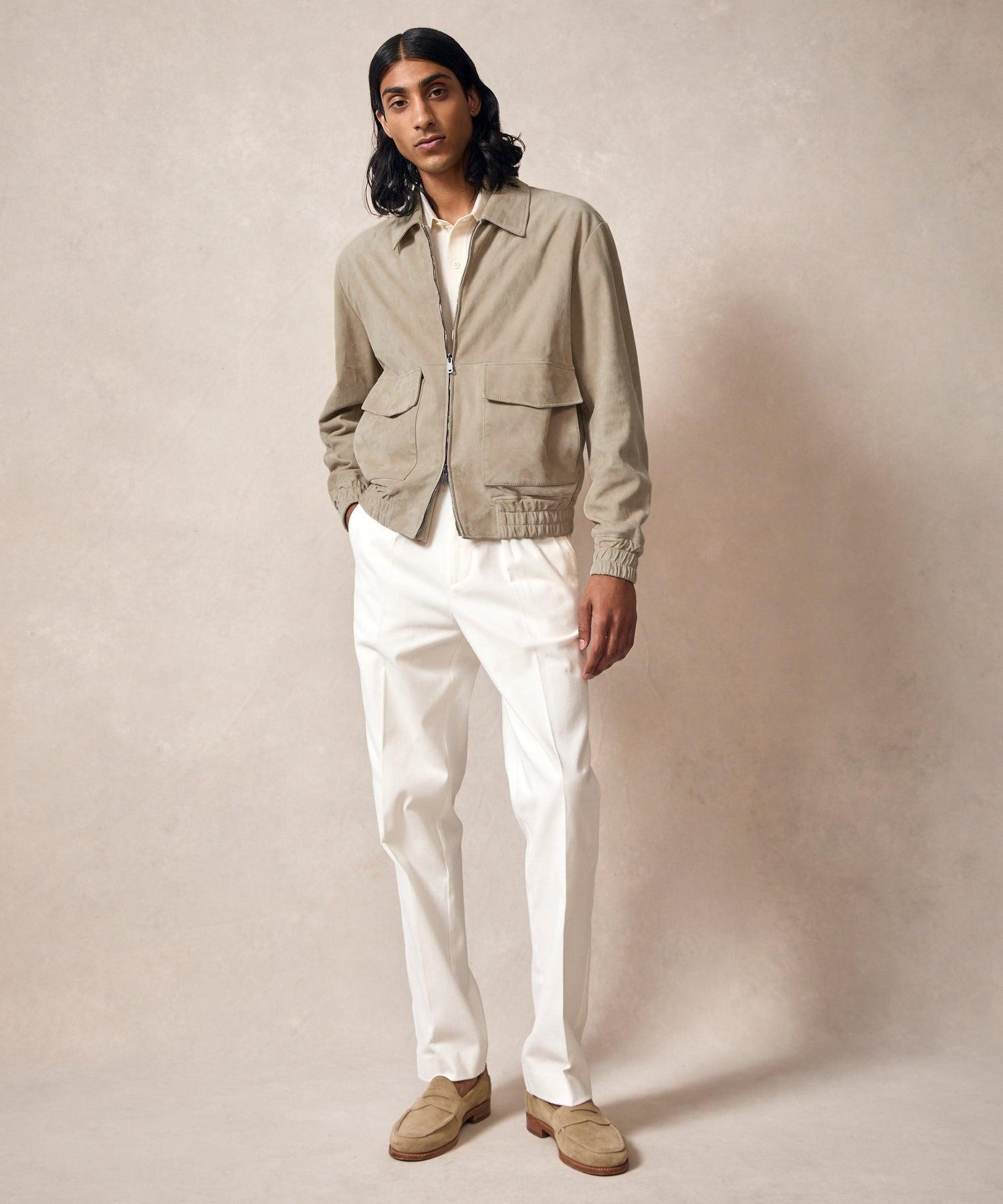 Italian Suede Grant Jacket in Stone Product Image