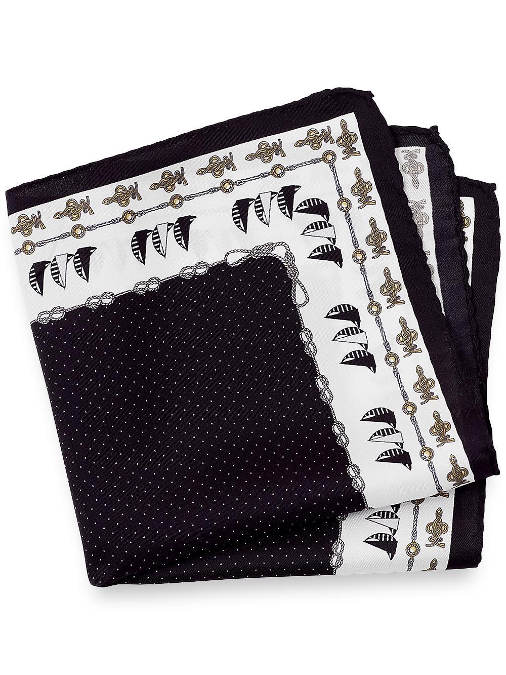 Sailboat Silk Pocket Square - Black/white Product Image