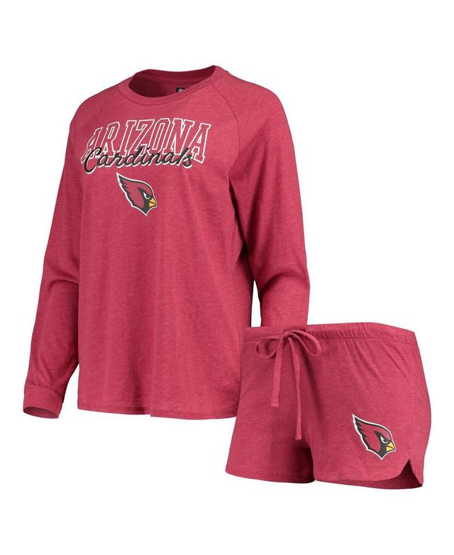 Womens Concepts Sport Cardinal Arizona Cardinals Meter Knit Long Sleeve Raglan Top & Shorts Sleep Set ACR Red Product Image