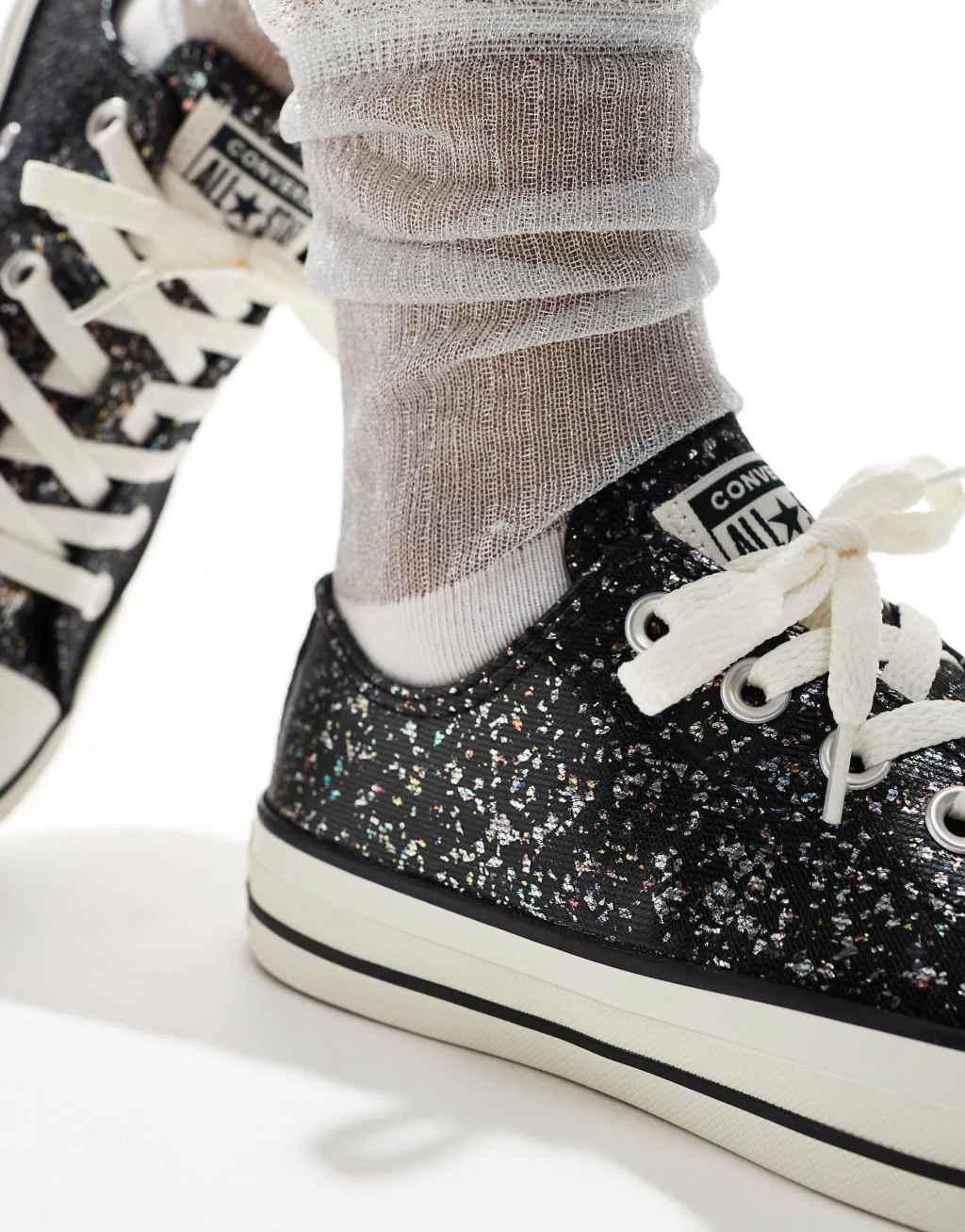 Converse Chuck Taylor All Star Glitter sneaker in black Product Image