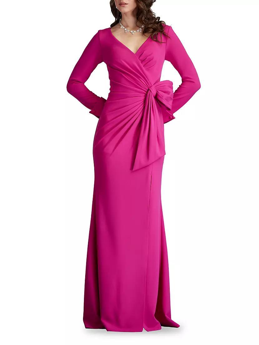 Draped Bow Long-Sleeve Gown Product Image