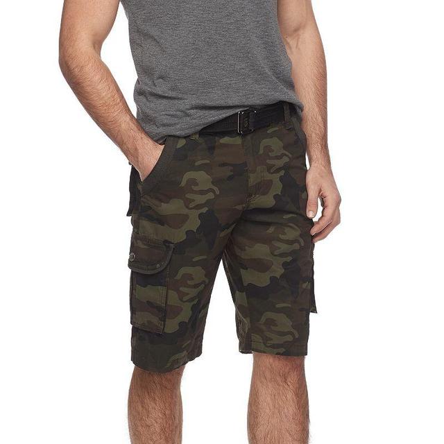 Mens RawX Regular-Fit Belted Cargo Shorts Grey Camo Product Image