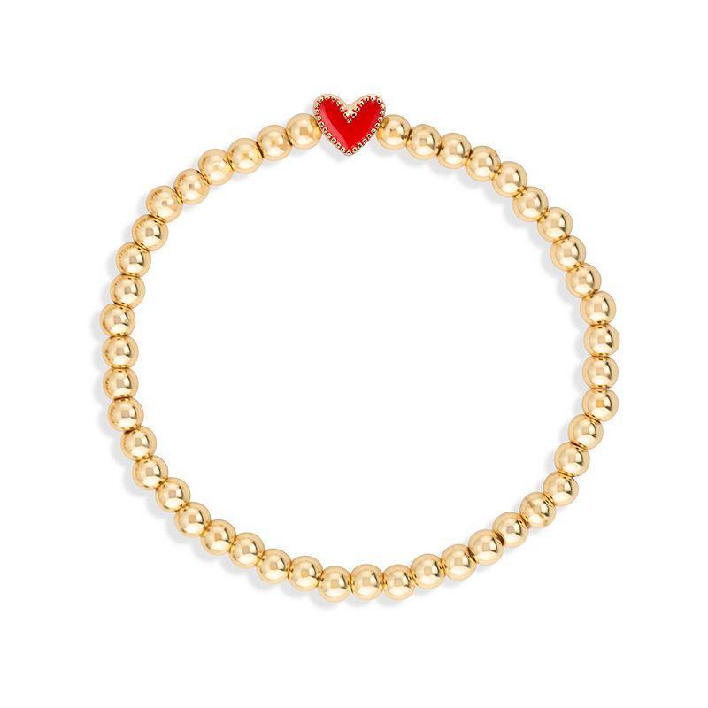 Luca + Danni Enameled Red Heart Stretch Bracelet, Womens Gold Tone Product Image