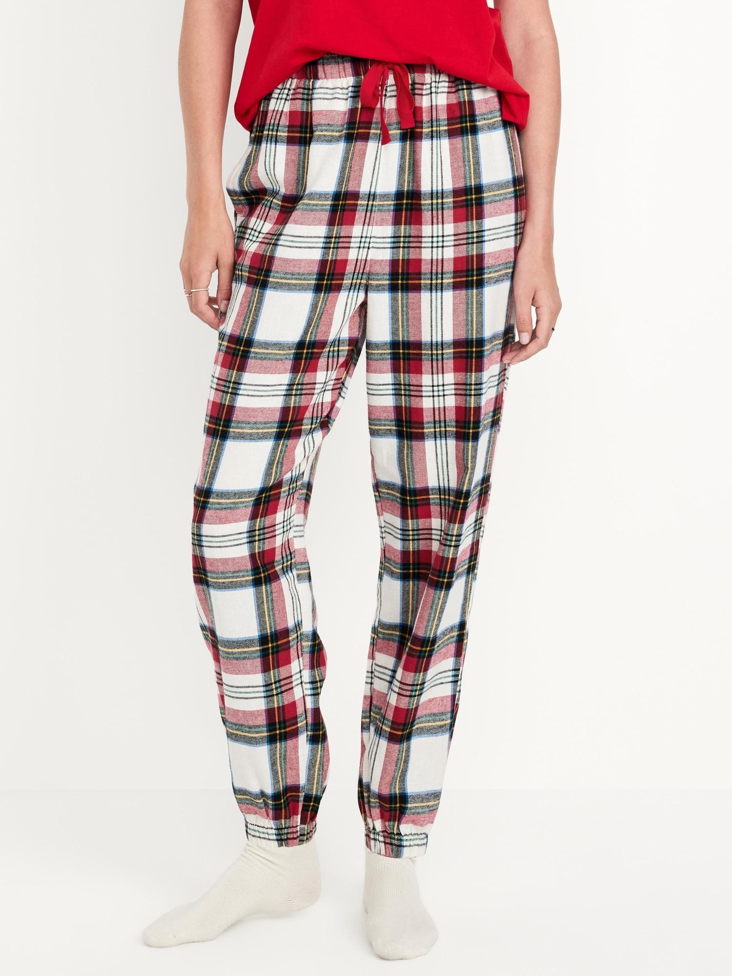 High-Waisted Flannel Pajama Joggers for Women Product Image