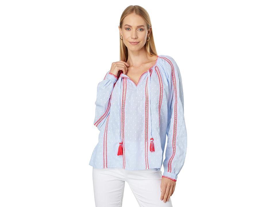 Lilly Pulitzer Mardi Long Sleeve Chambray Peri Cotton Chambray Clip) Women's Clothing Product Image