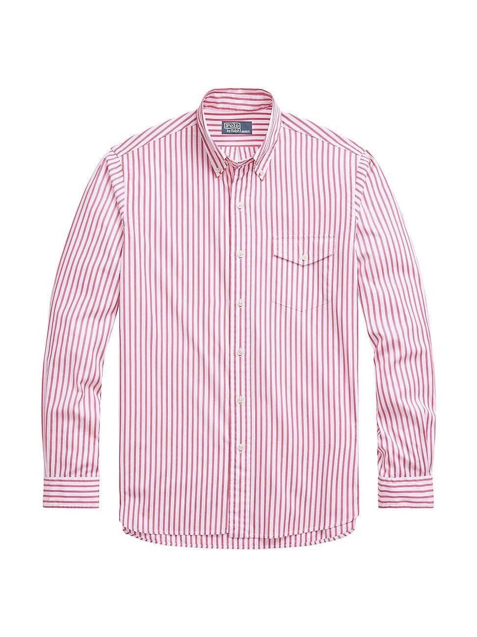 Mens Striped Cotton Button-Down Shirt Product Image