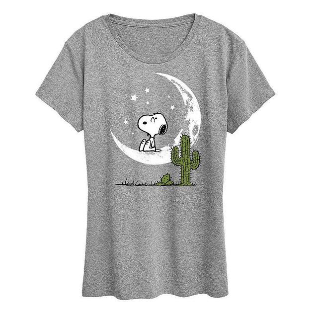 Womens Peanuts Snoopy Desert On Moon Graphic Tee, Girls Grey Gray Product Image