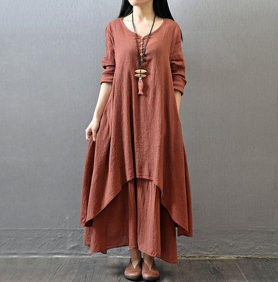 Plain Long Sleeve Maxi Dress Product Image