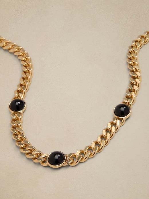 Three Stone Onyx Necklace Product Image