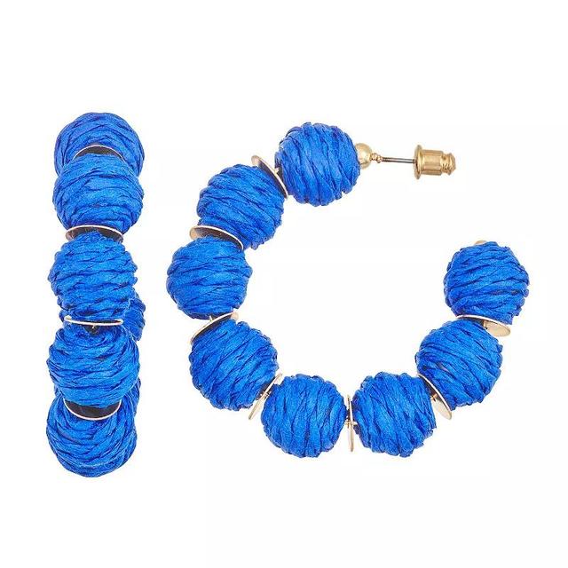 Sonoma Goods For Life Gold Tone Rattan Hoop Earrings, Womens, Blue Product Image