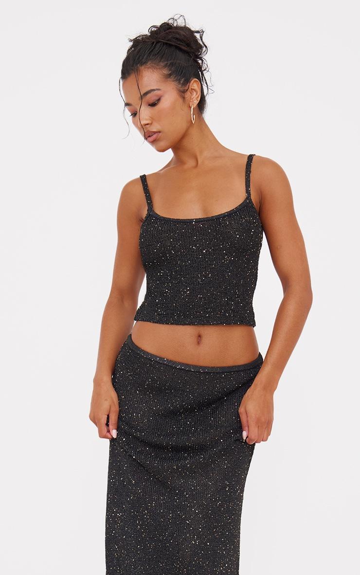 Black Sequin Knit Maxi Skirt product image