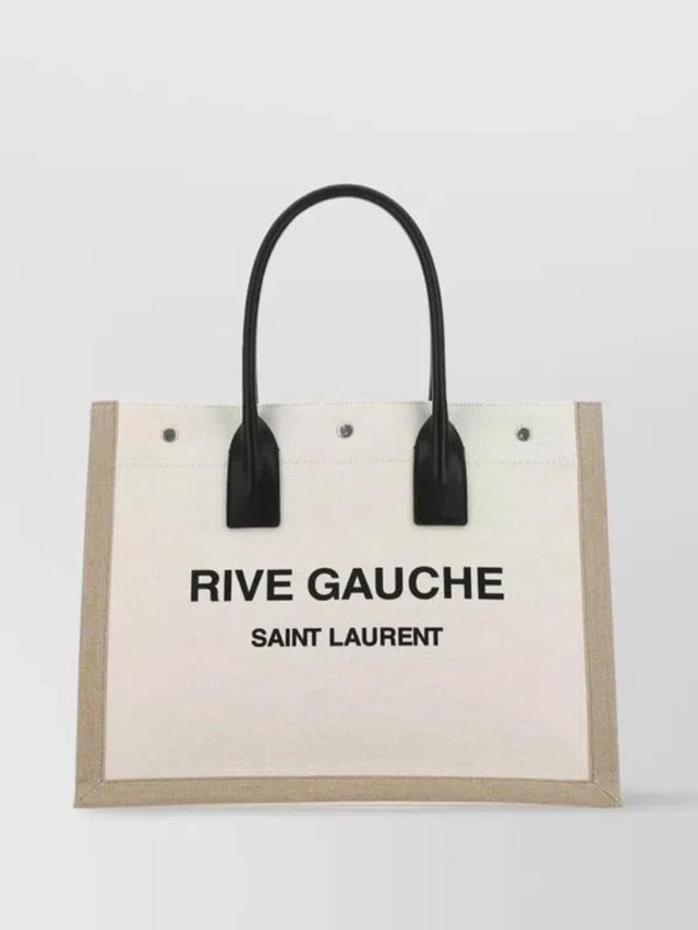 SAINT LAURENT Large Canvas Tote With Striking Handles In Cream Product Image