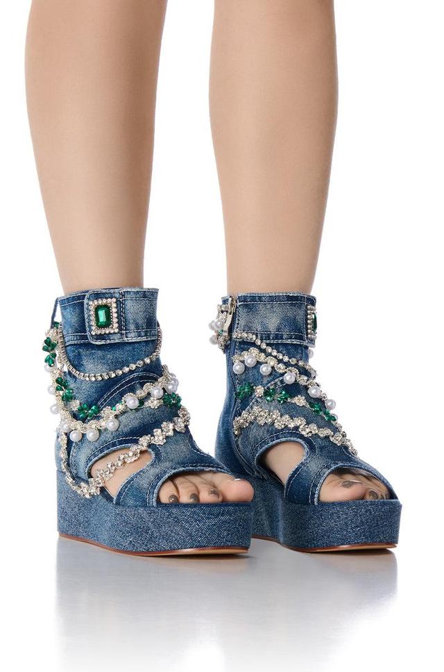 AZALEA WANG KAVITA EMBELLISHED DENIM SANDAL Product Image