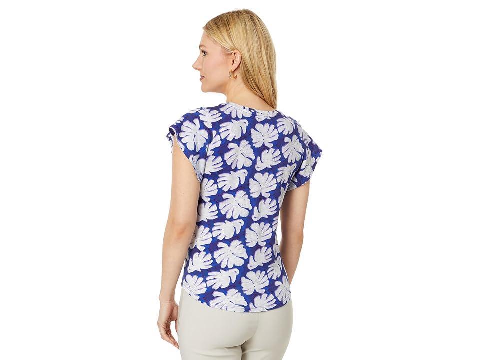 NIC+ZOE Shadow Palm Flutter Short Sleeve Tee Multi) Women's Clothing Product Image