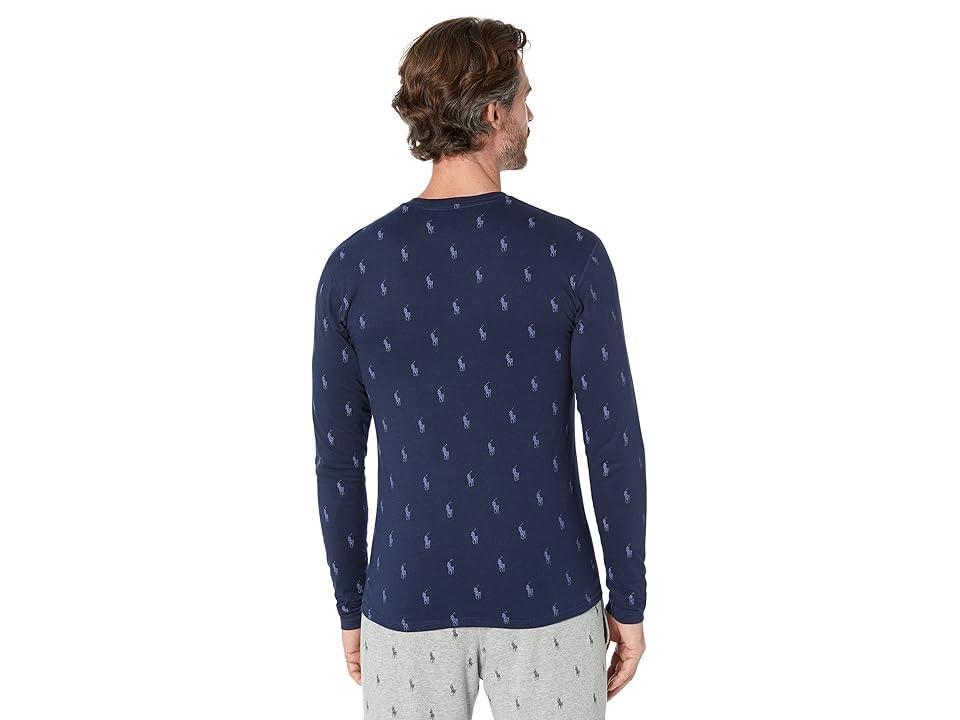 Polo Ralph Lauren Knit Long John Base Layer Crew (Cruise Navy/Light Navy All Over Pony Print) Men's Clothing Product Image