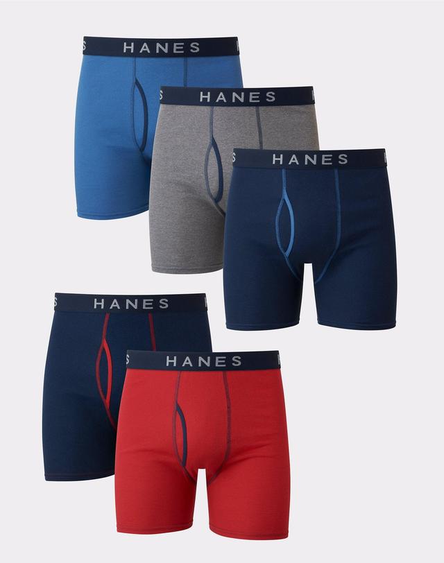 Hanes Mens 5-pk. Stripes & Solid Boxer Briefs -BLACK/GREY Product Image