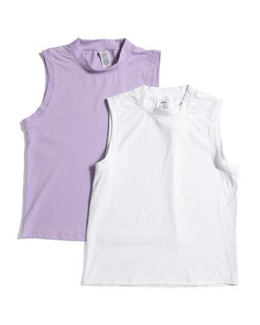 2Pk Peach Interlock Tank Tops For Women Product Image