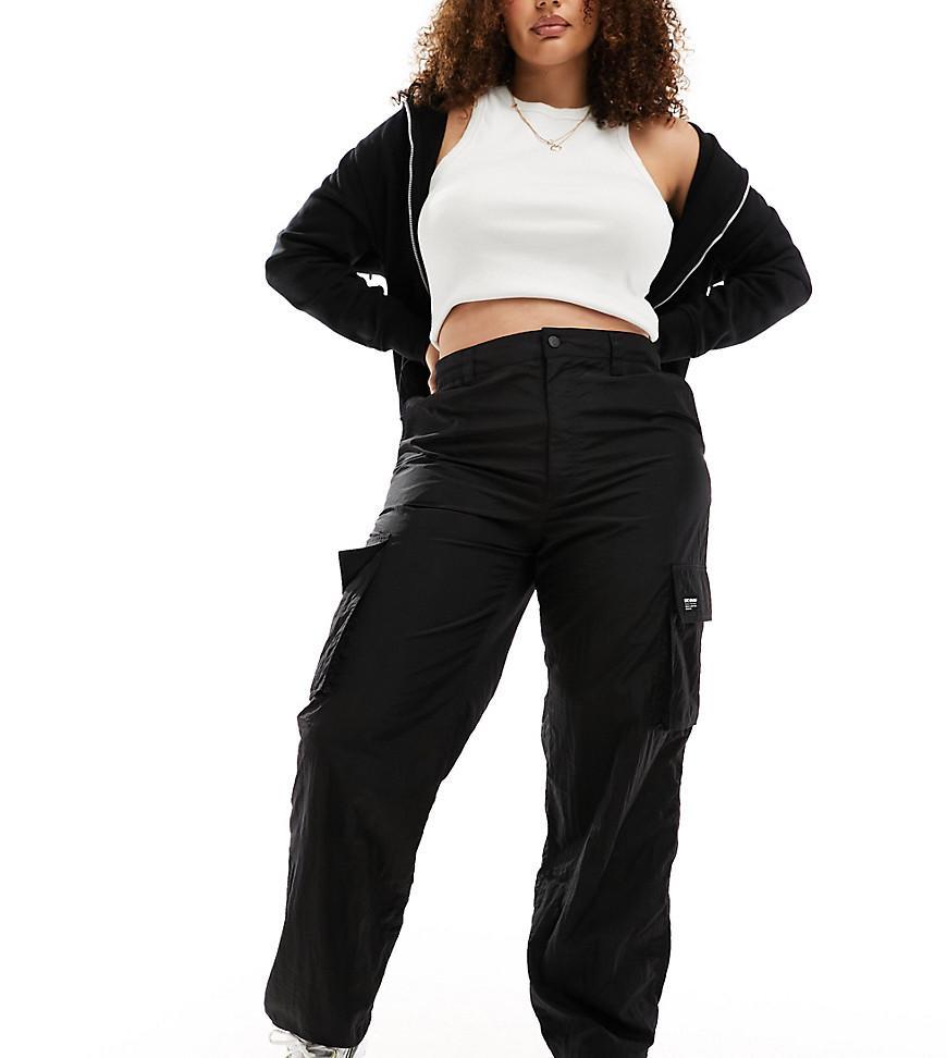 Dr Denim Plus Faye nylon cargo pants in black chrome product image