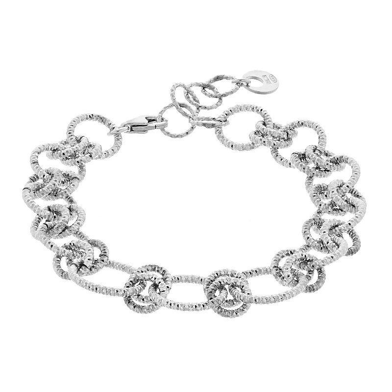 Sterling Silver Double Circle Chain-Linked Bracelet, Womens Product Image