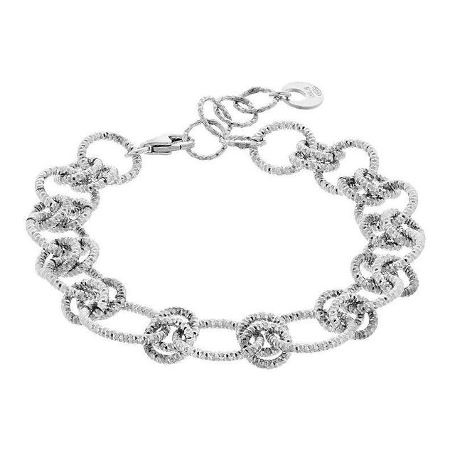 Sterling Silver Double Circle Chain-Linked Bracelet, Womens Product Image