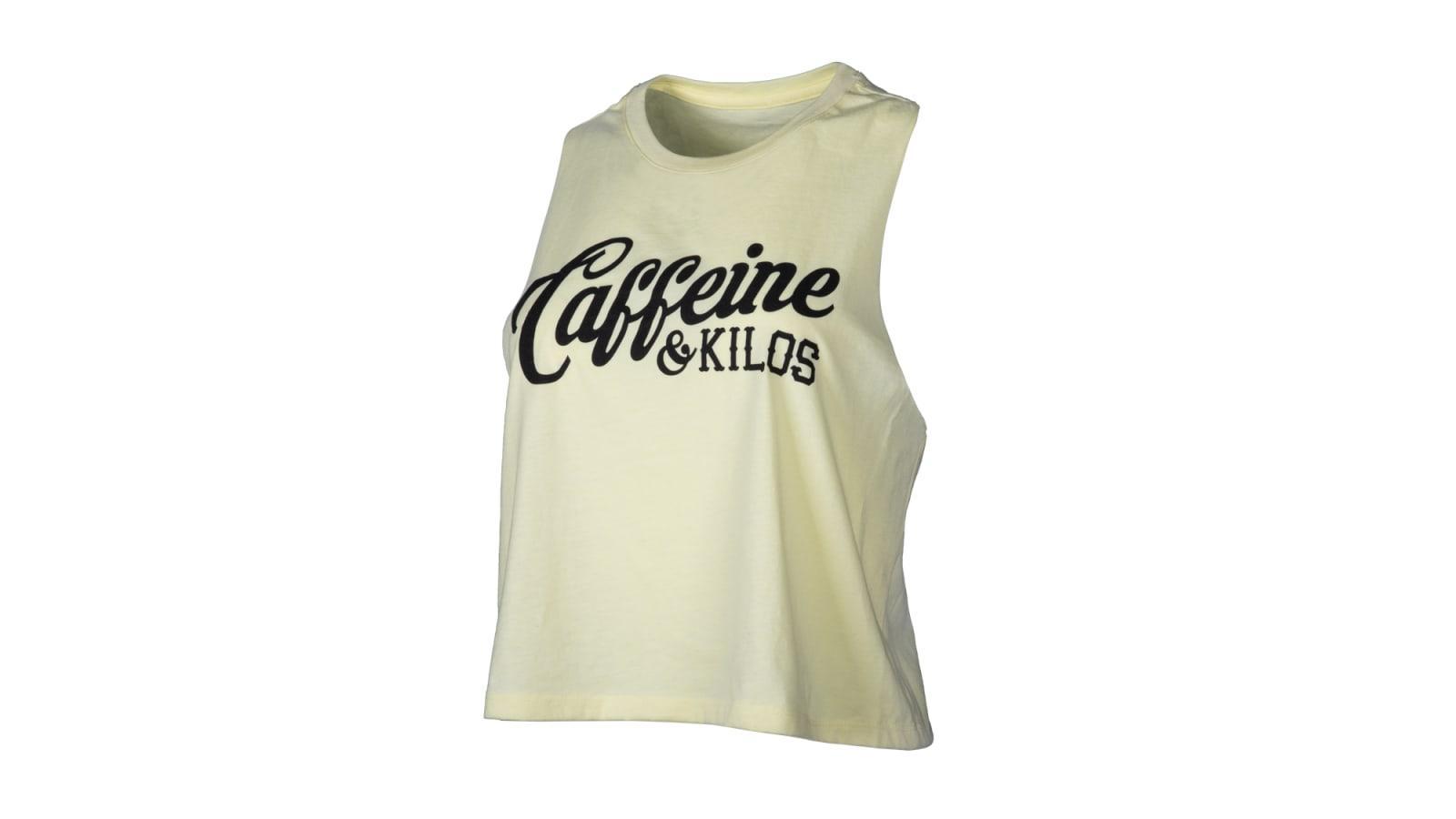 Caffeine & Kilos Script Racerback Crop Tank Product Image