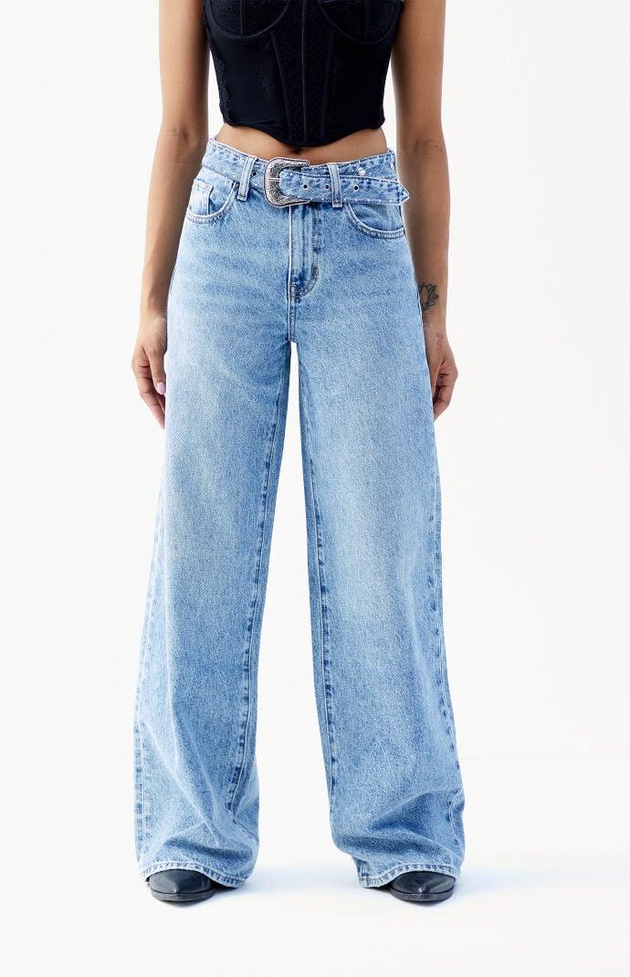 Women's Jessie Western Belt High Waisted Baggy Jeans - Product Image