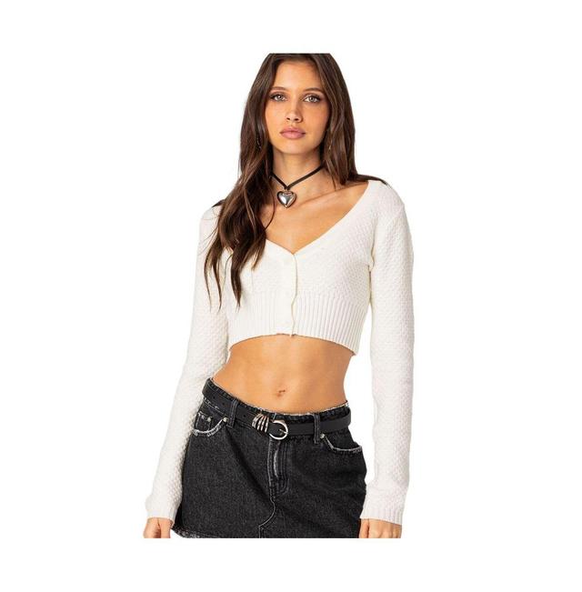 EDIKTED V-Neck Crop Cardigan Product Image