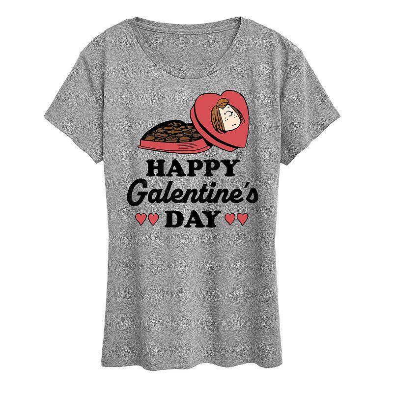 Womens Peanuts Happy Galentines Day Graphic Tee Grey Gray Product Image