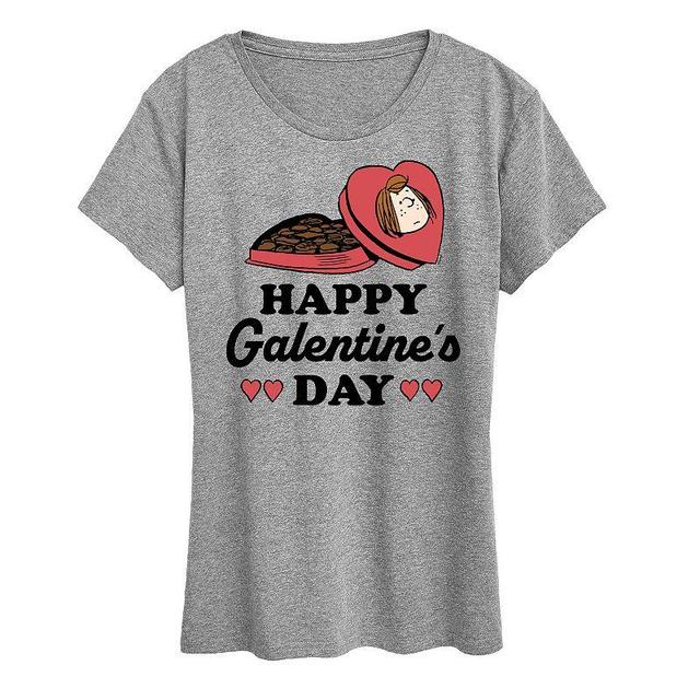 Womens Peanuts Happy Galentines Day Graphic Tee Grey Gray Product Image