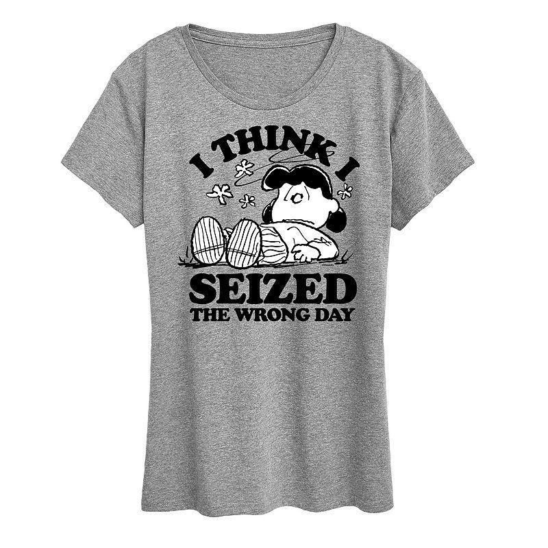 Womens Peanuts Lucy Seized The Wrong Day Graphic Tee Grey Gray Product Image