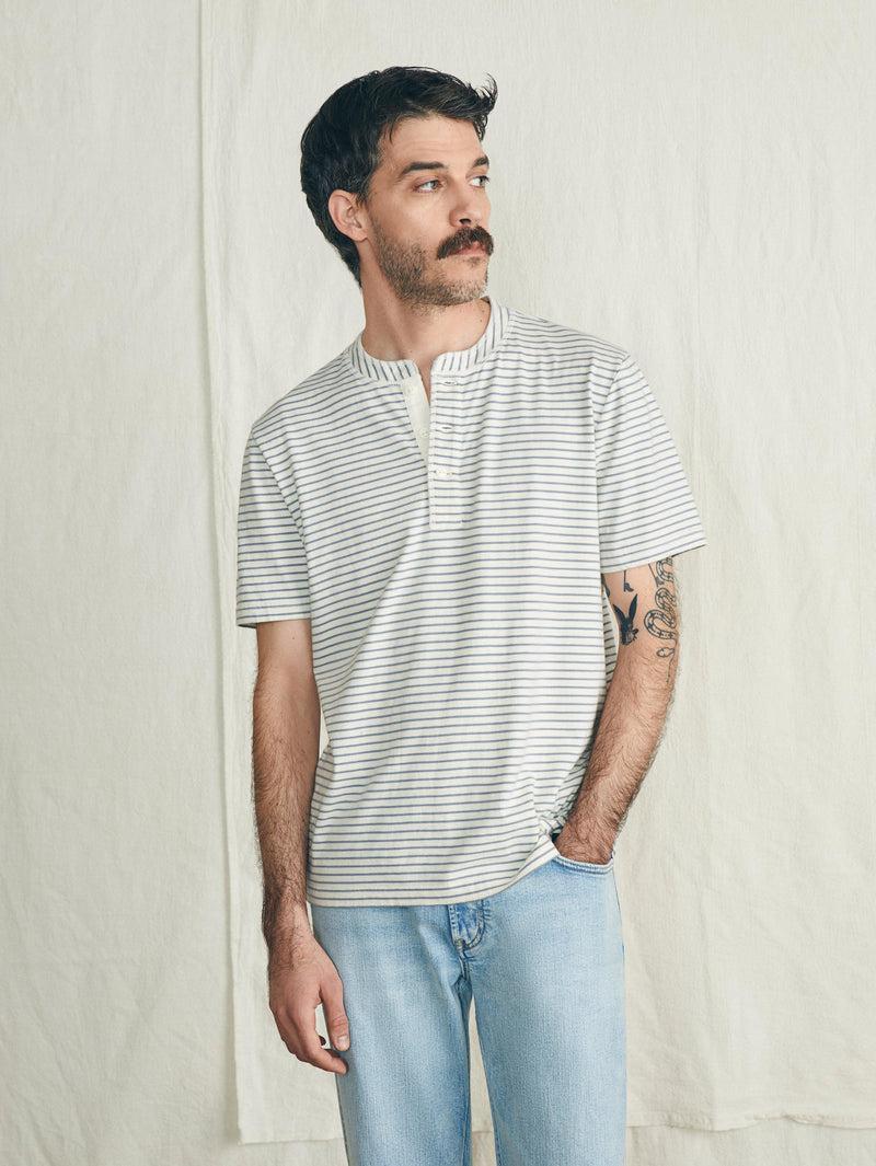 Short-Sleeve Sunwashed Henley - Shell Flint Stripe Male Product Image