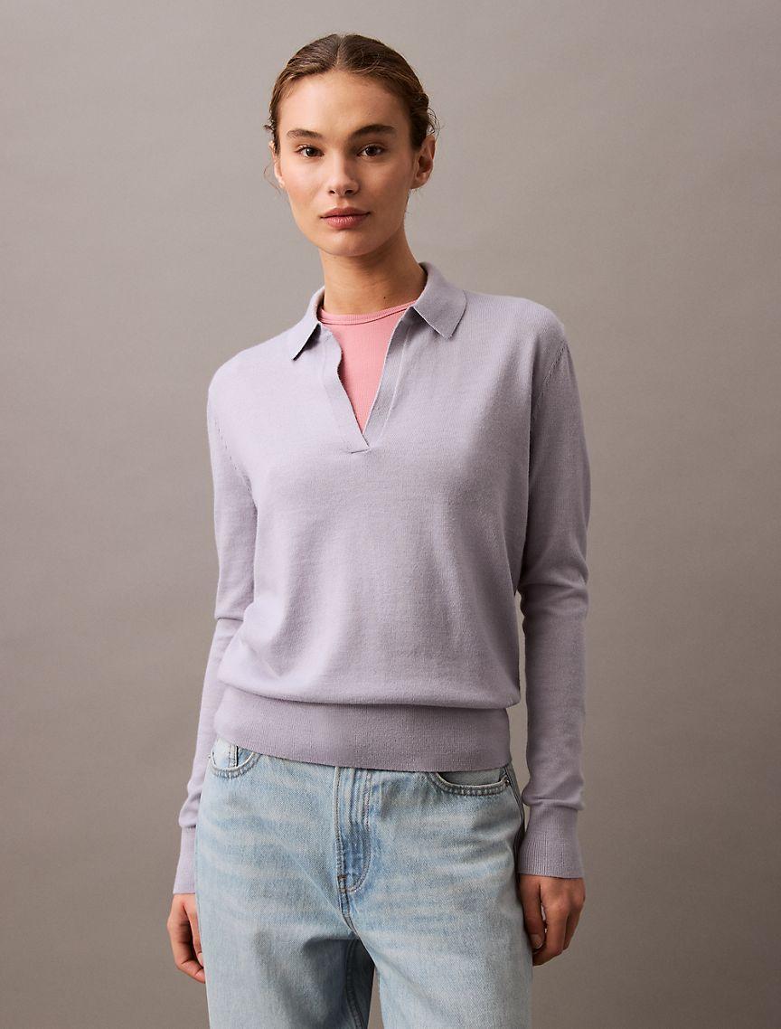 Extra Fine Merino Blend Polo Sweater Product Image