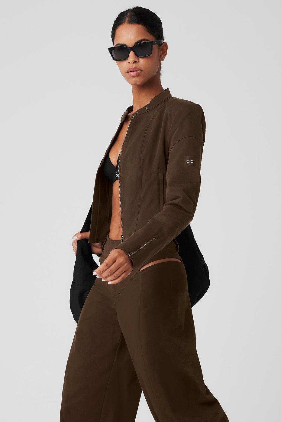 Cropped Full Throttle Moto Jacket - Espresso Female Product Image